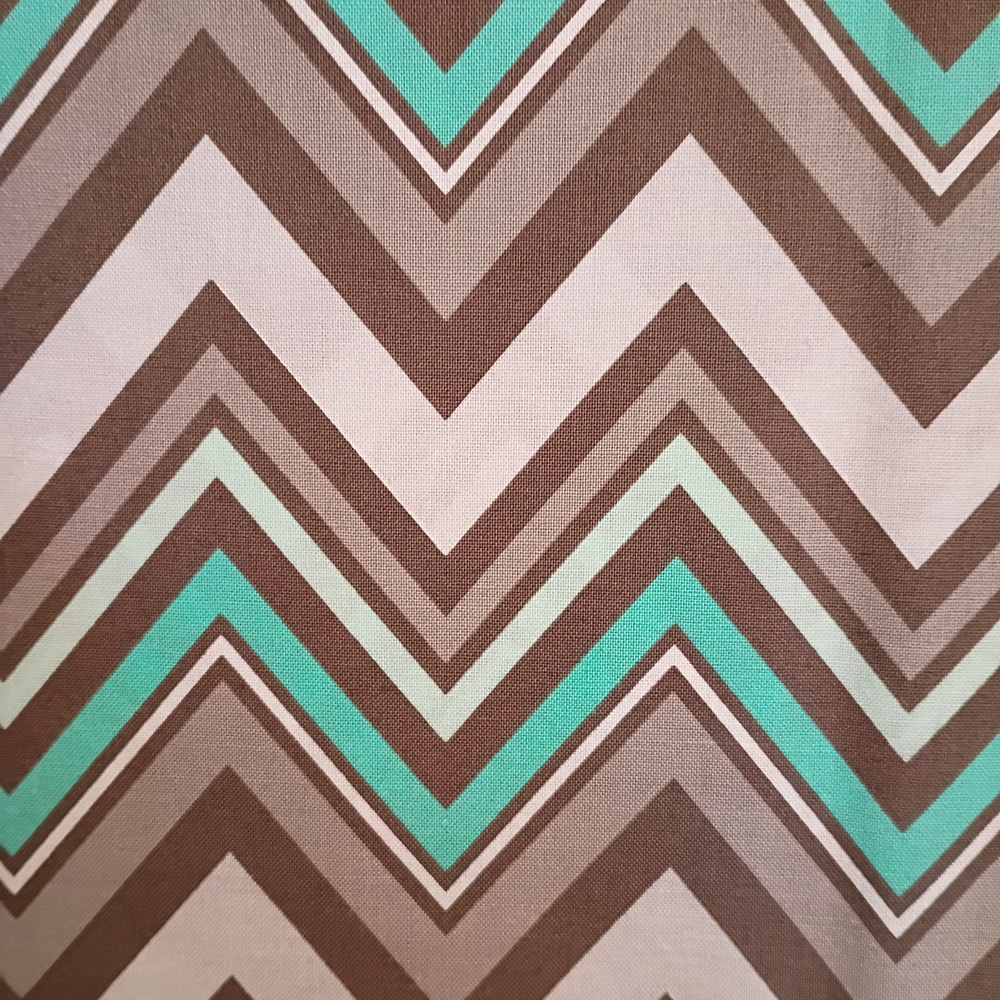 Chevron Accent Cotton Fabric In Brown And Teal. Price Per Ysrd.